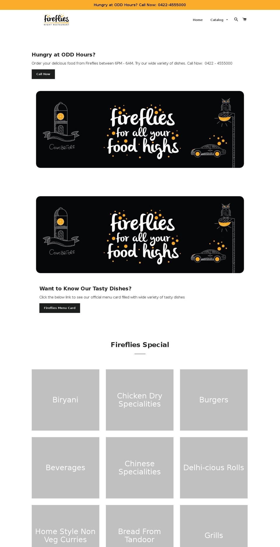 firefliesdelivery.com — Shopify storefront screenshot