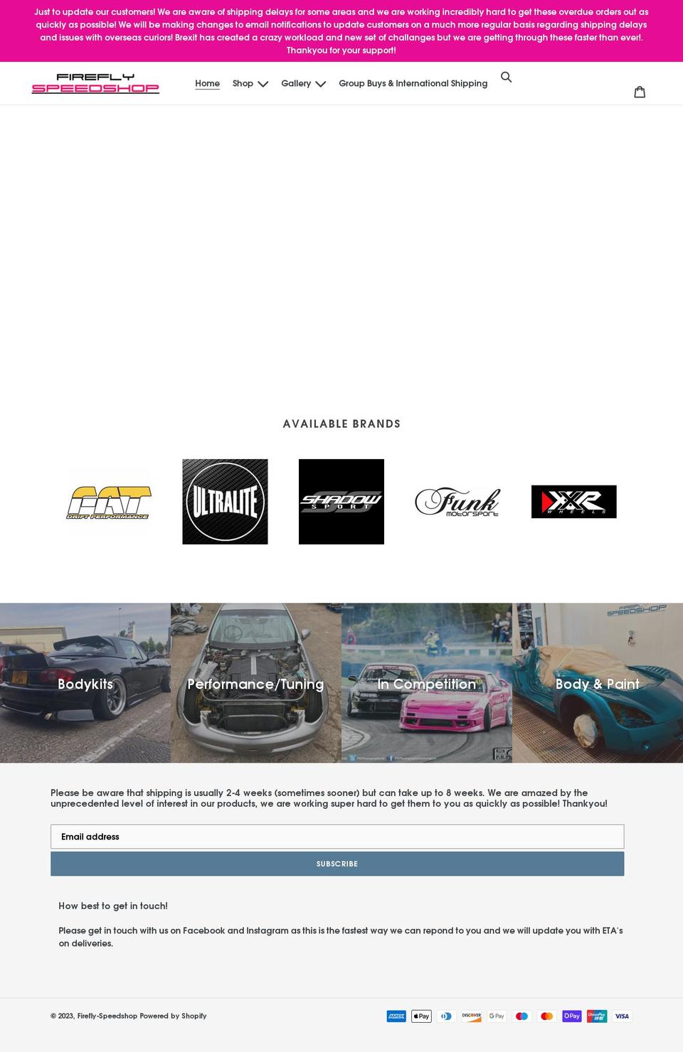 firefly-speedshop.co.uk shopify website screenshot