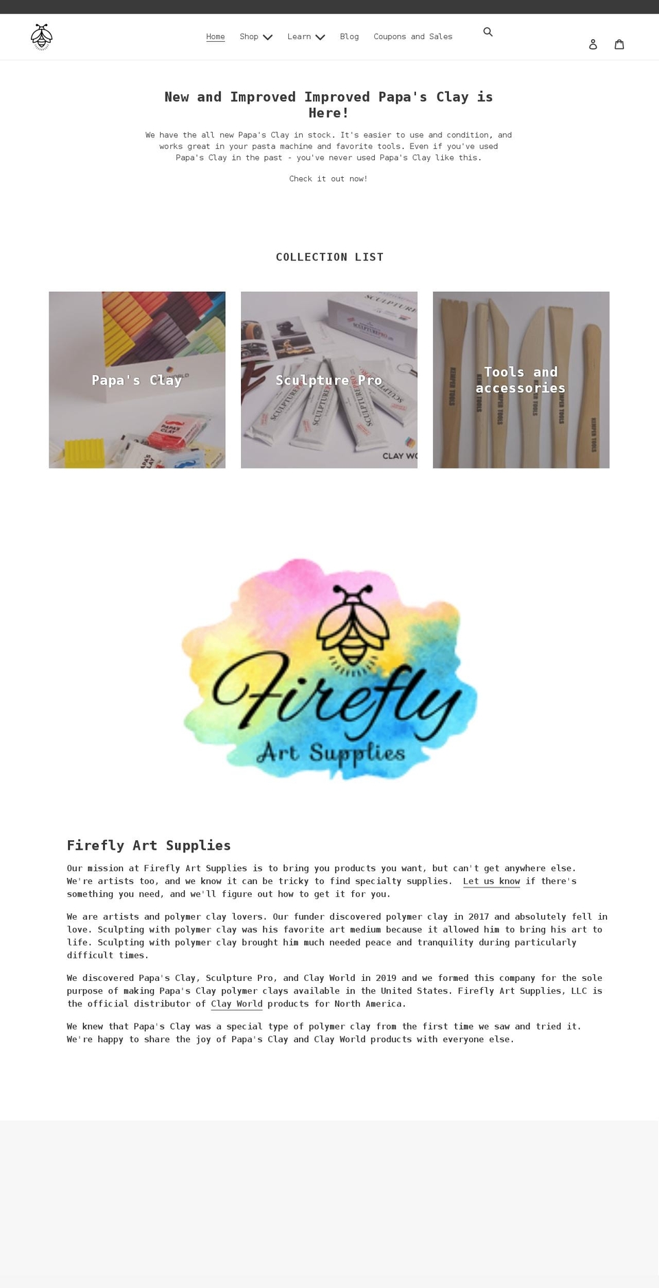 fireflyart.supplies shopify website screenshot