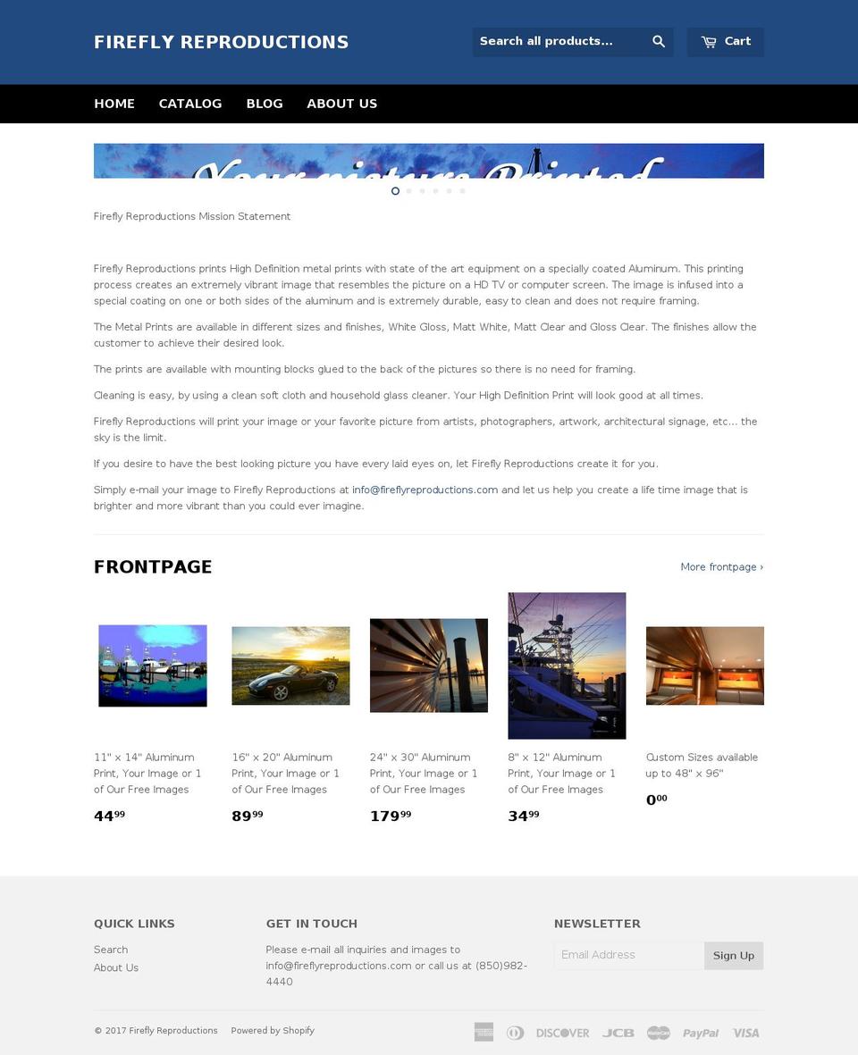 fireflyreproductions.com shopify website screenshot