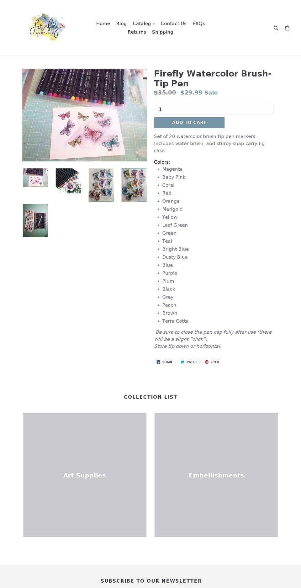 fireflysupplies.com — Shopify storefront screenshot