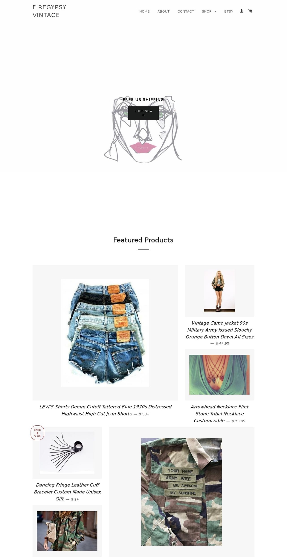 firegypsyvintage.com shopify website screenshot