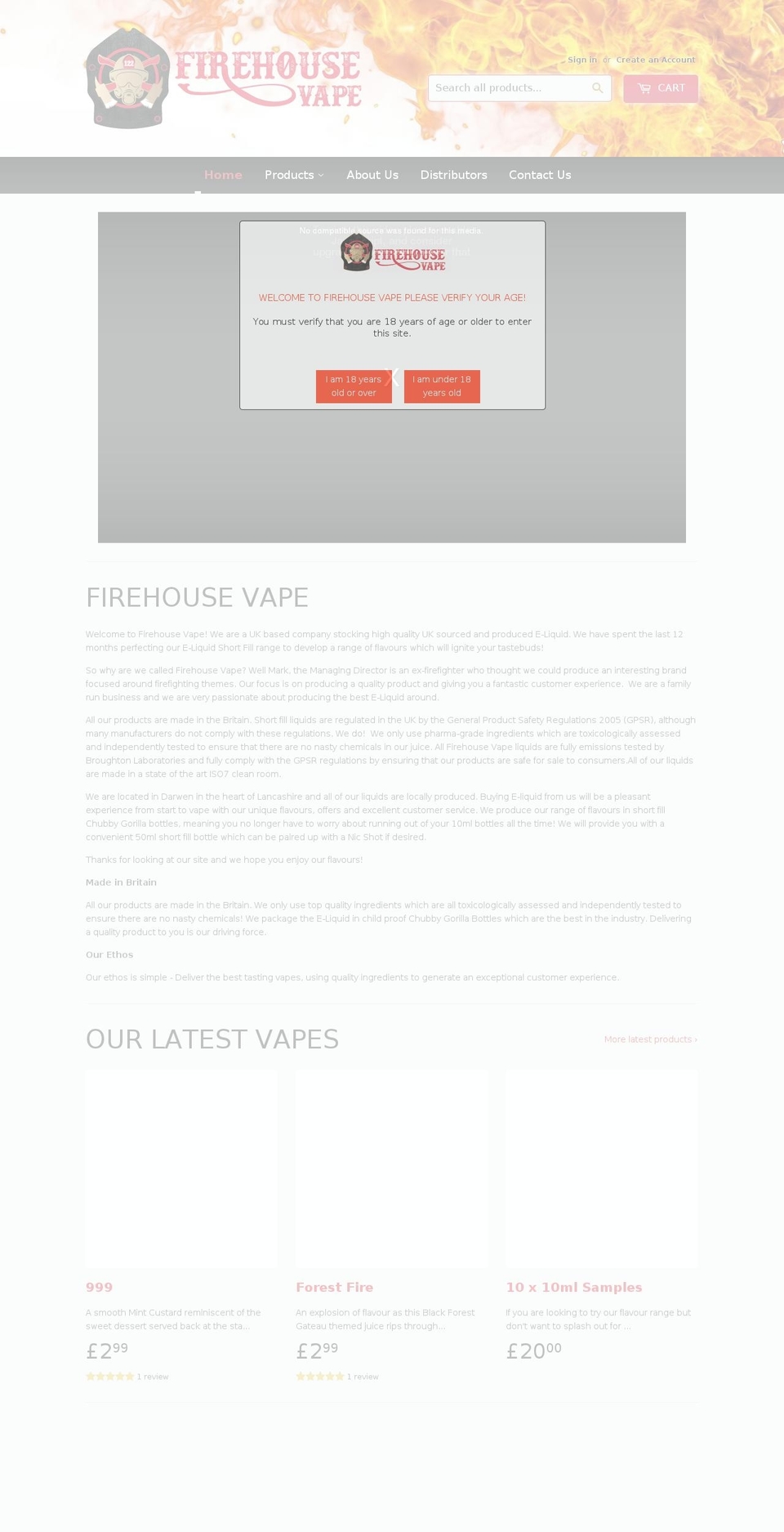 firehousevape.org shopify website screenshot
