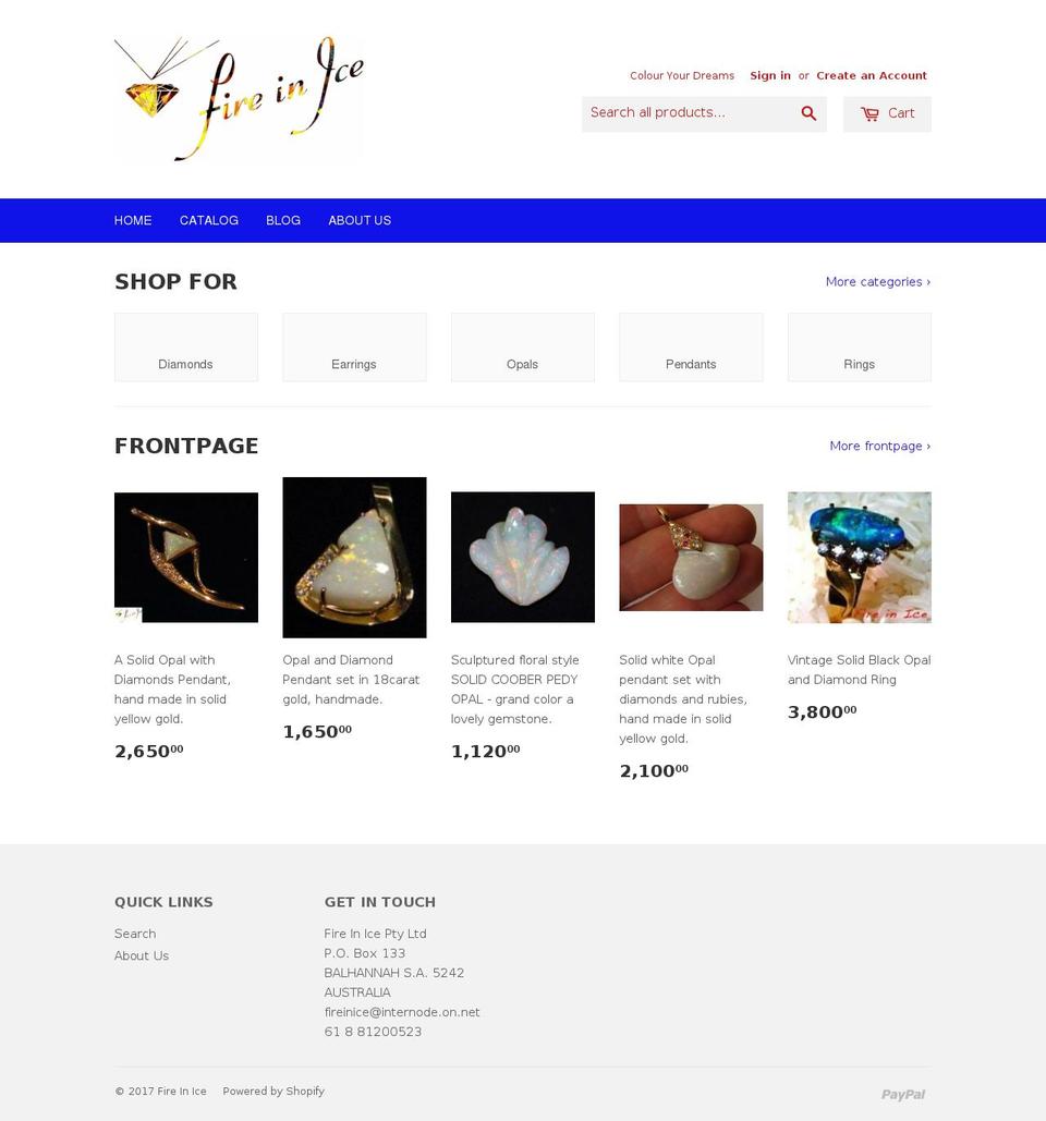 fireinice.com shopify website screenshot