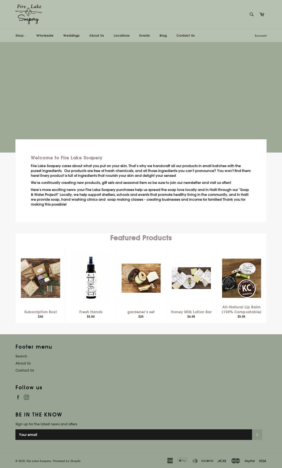 firelakesoapery.com — Shopify storefront screenshot