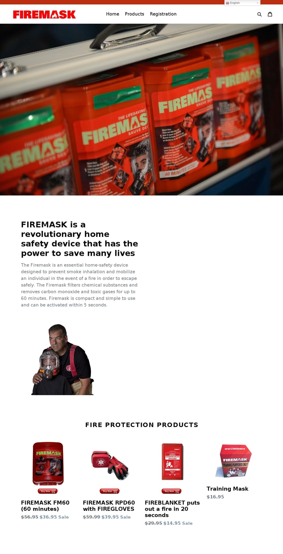 firemask.com shopify website screenshot