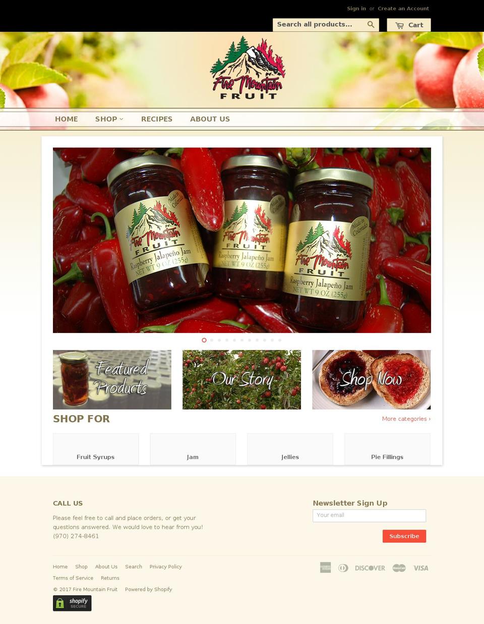 firemountainfruit.com shopify website screenshot