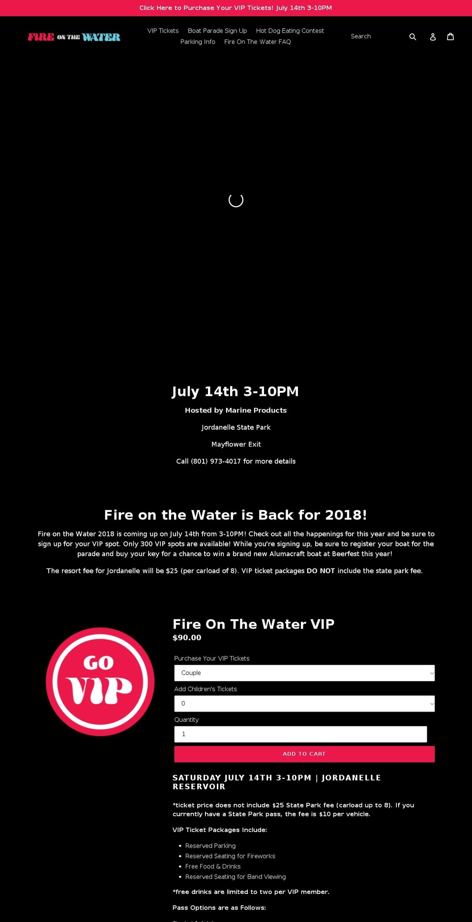 fireonthewater.com — Shopify storefront screenshot