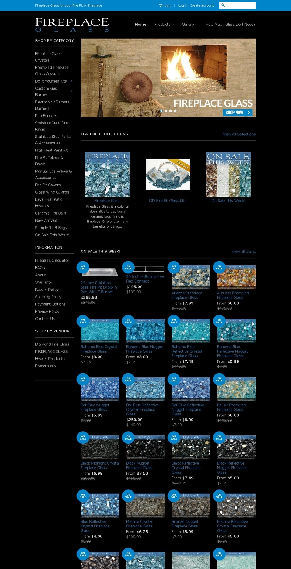 fireplaceice.com — Shopify storefront screenshot