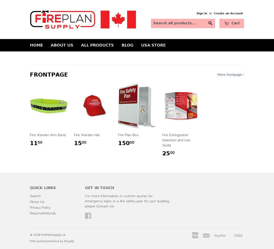fireplansupply.ca shopify website screenshot
