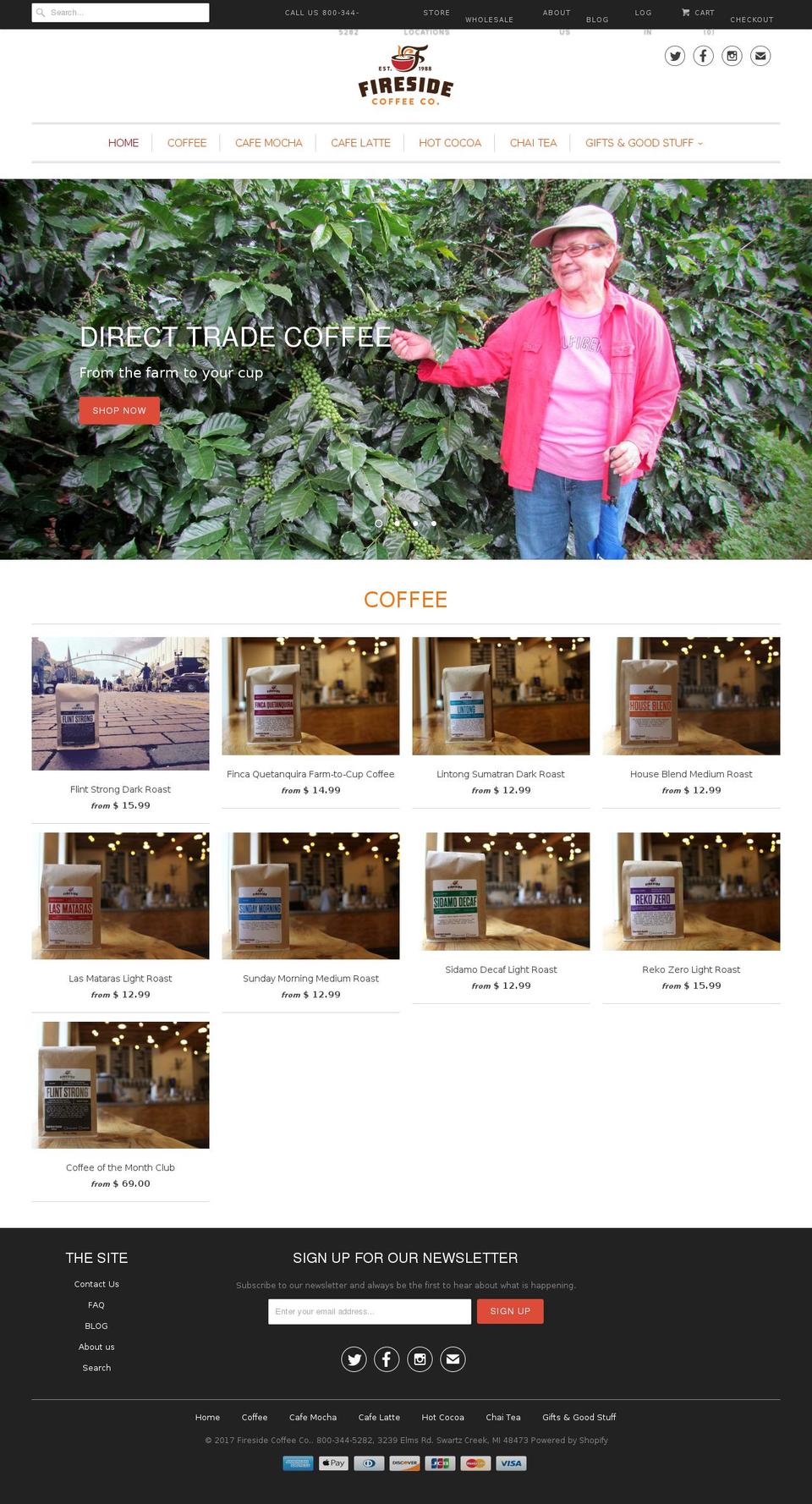 firesidecoffee.com shopify website screenshot