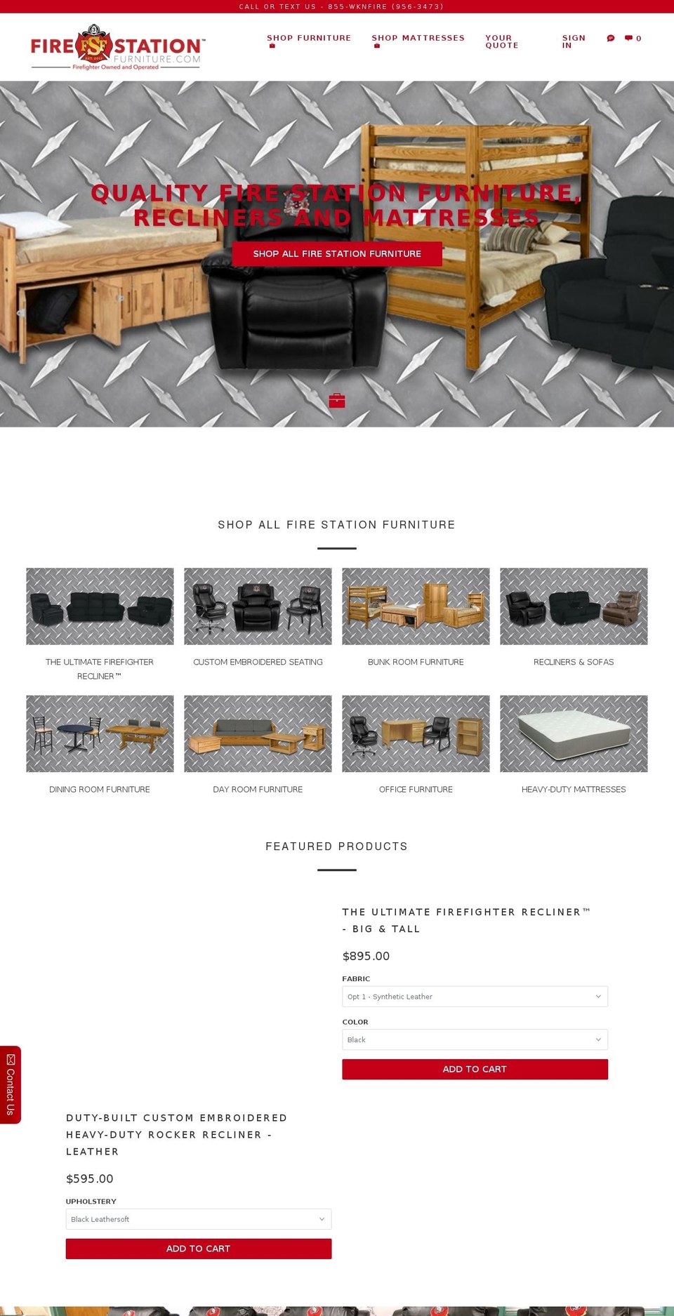 firestationfurniture.com shopify website screenshot