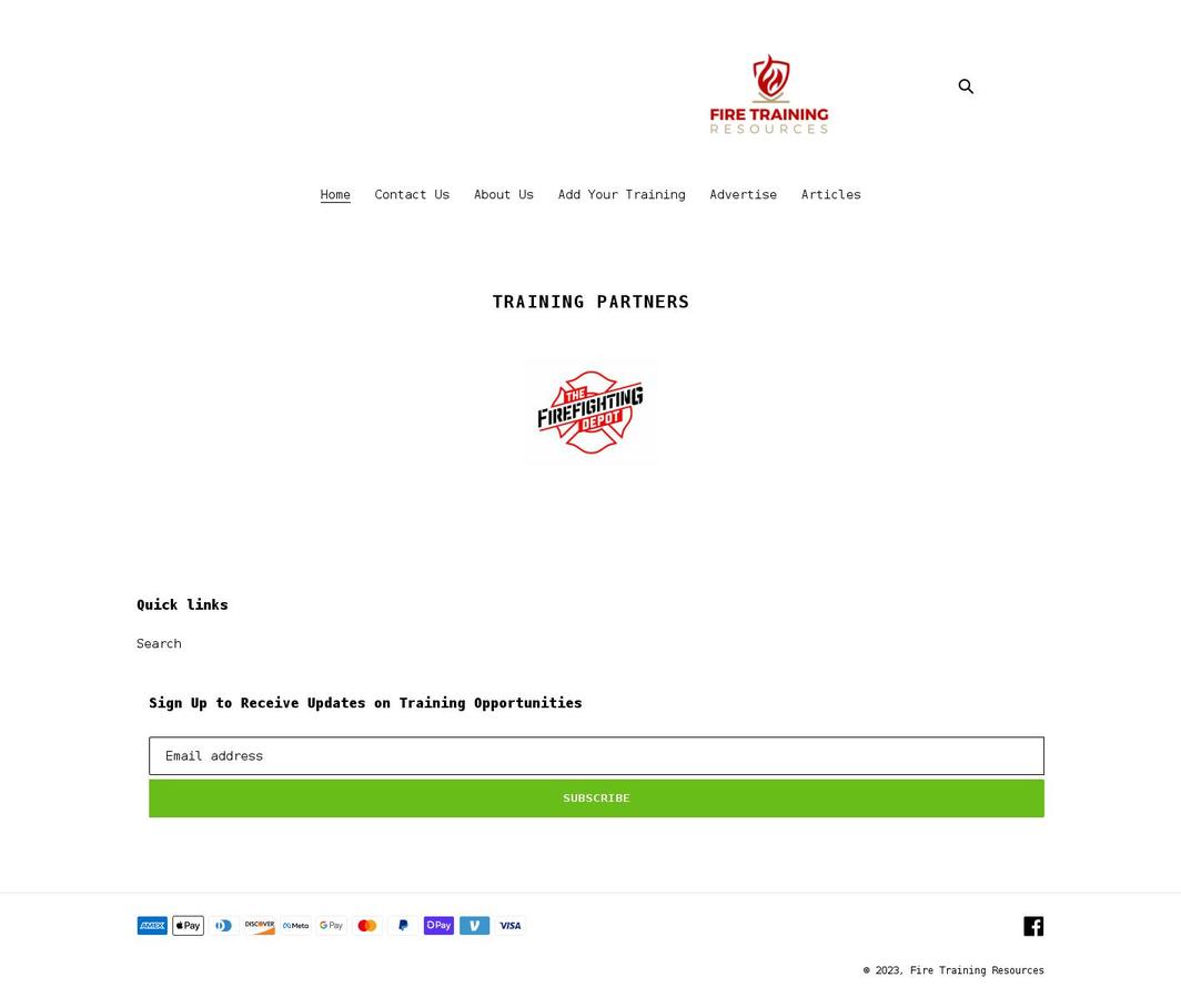 firetrainingresources.com shopify website screenshot