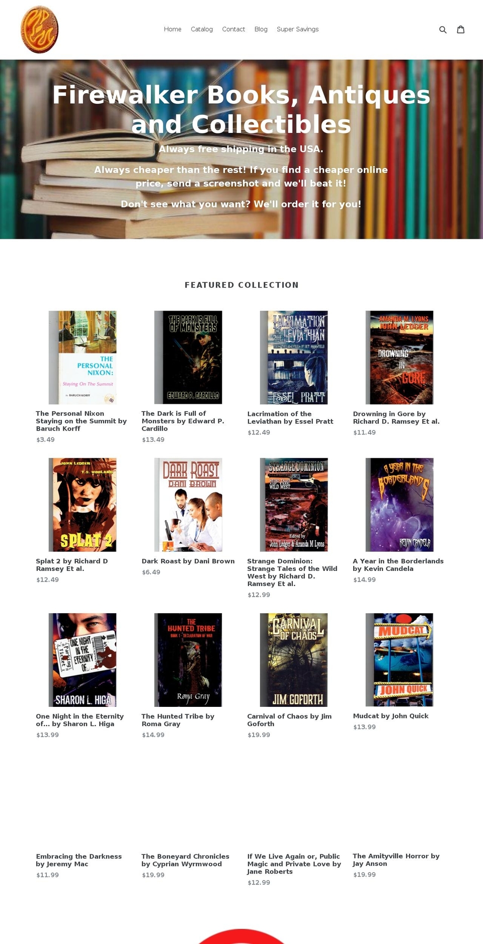 firewalkerbooks.com — Shopify storefront screenshot