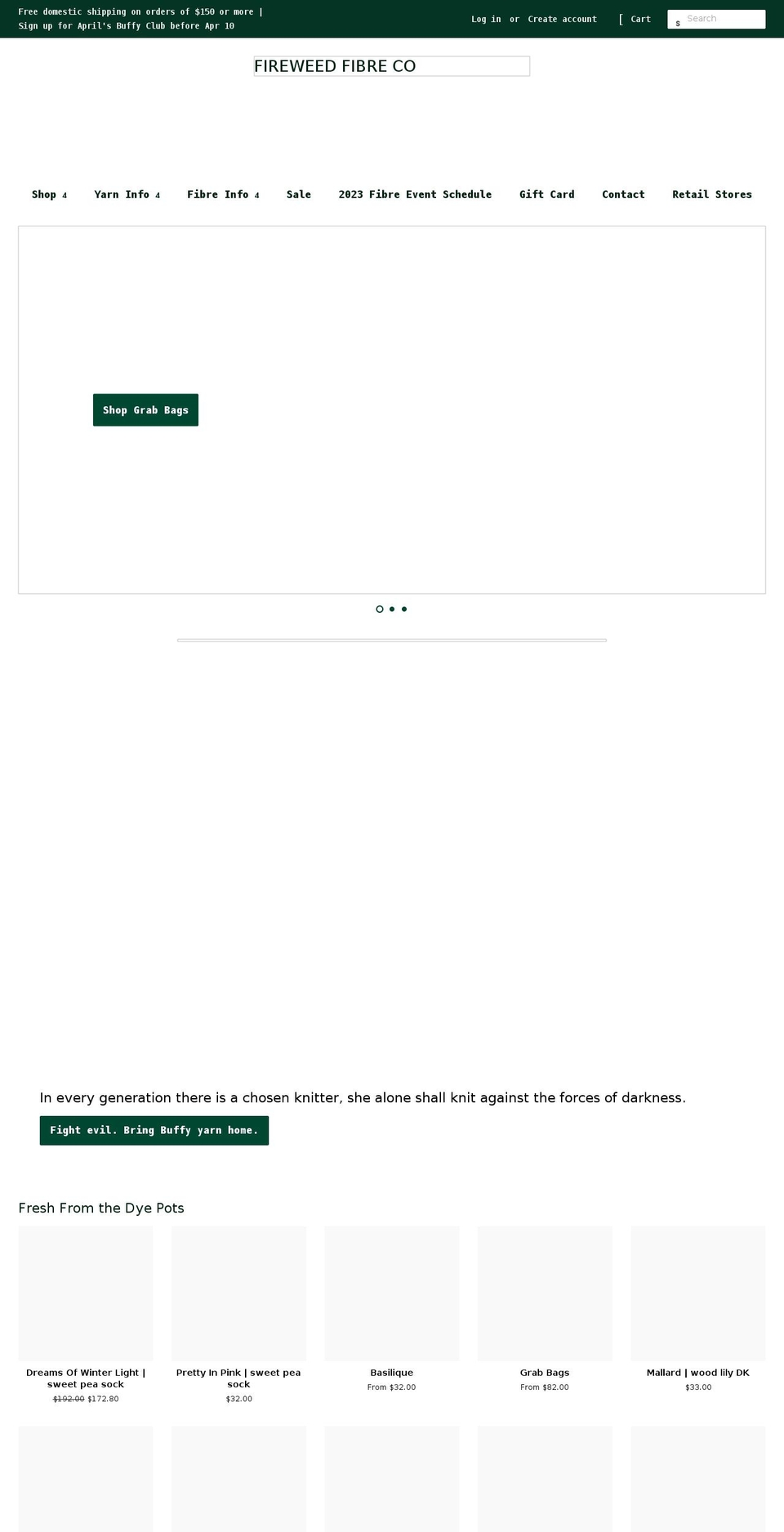 fireweedfibreco.com shopify website screenshot