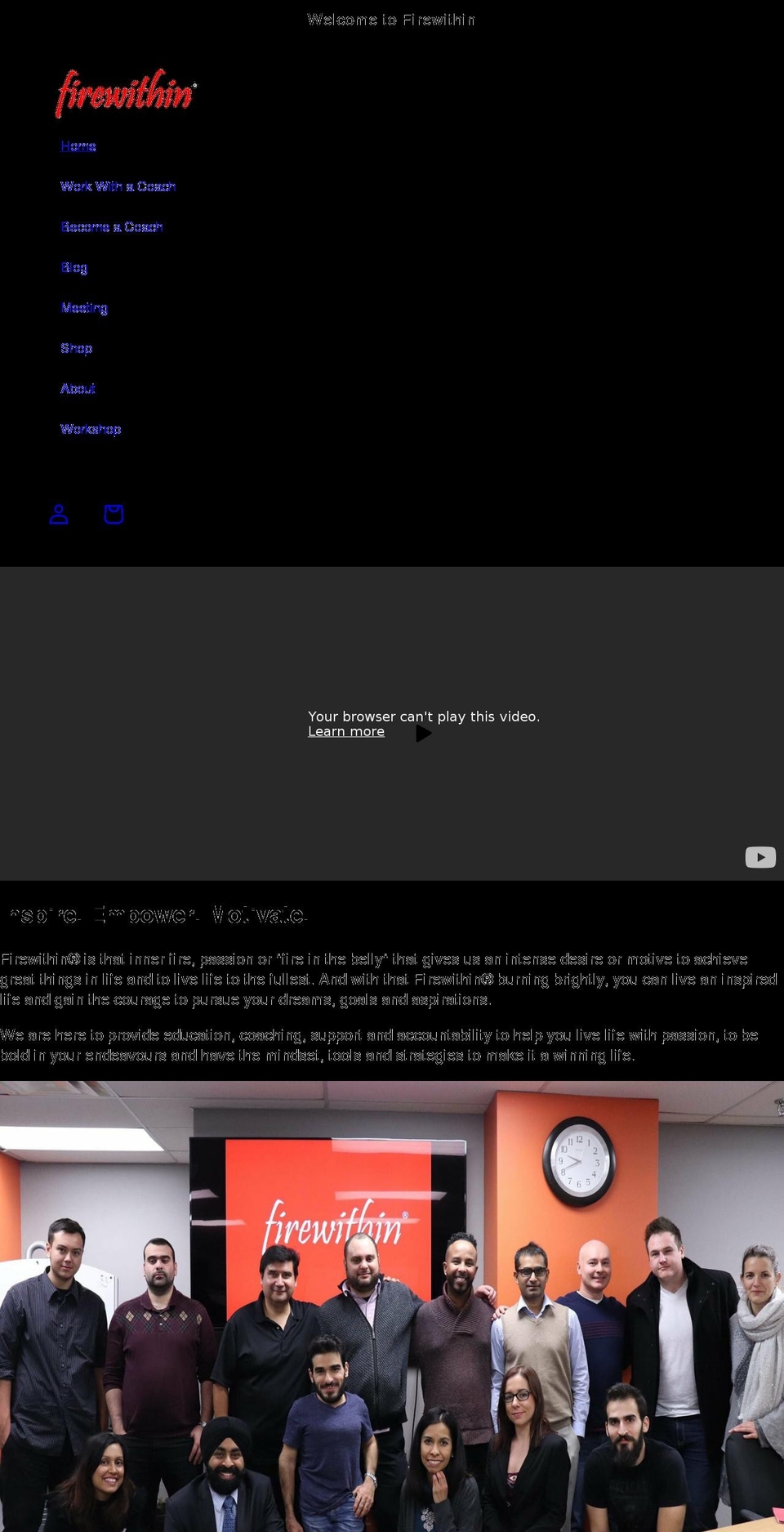 firewithincoach.com shopify website screenshot