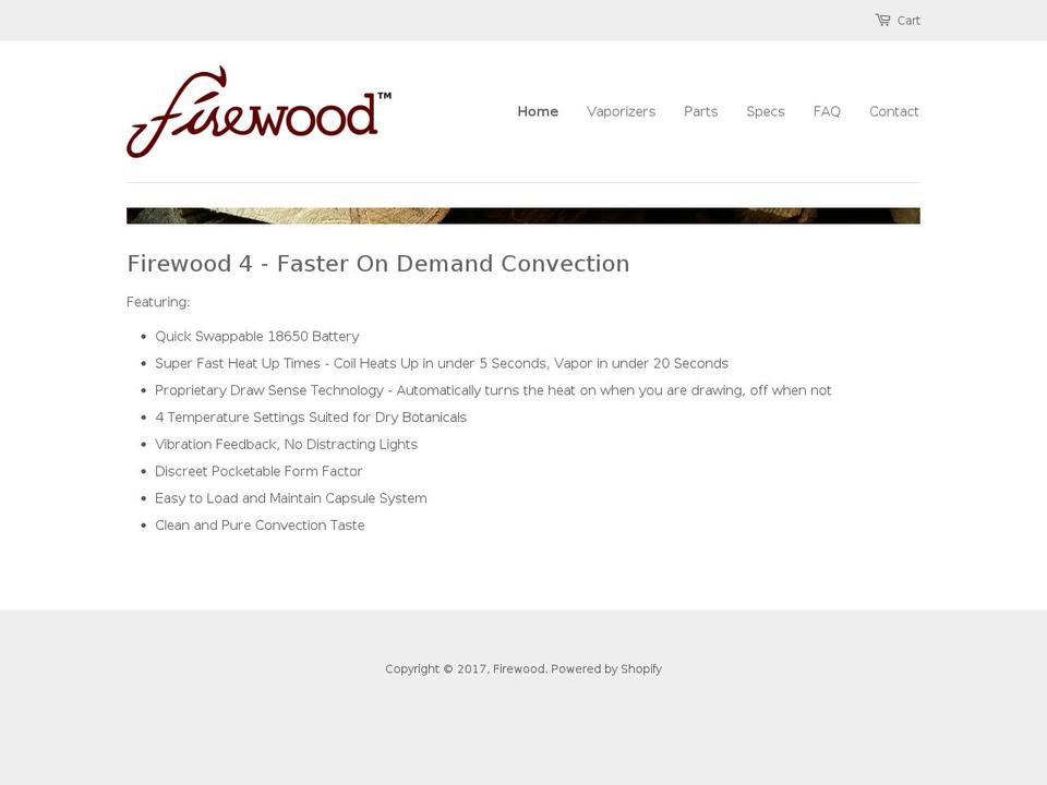 Minimal Shopify theme site example firewoodvapes.com