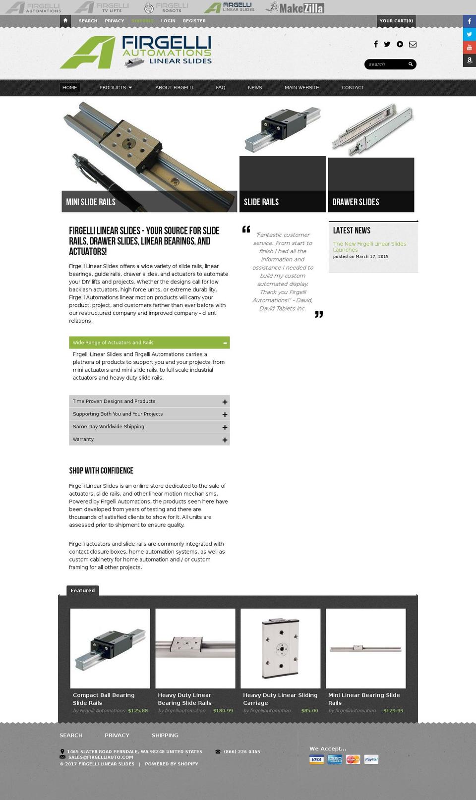 firgellilinearslides.com shopify website screenshot