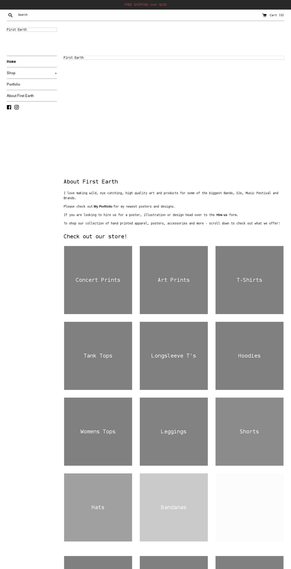 first-earth.com shopify website screenshot