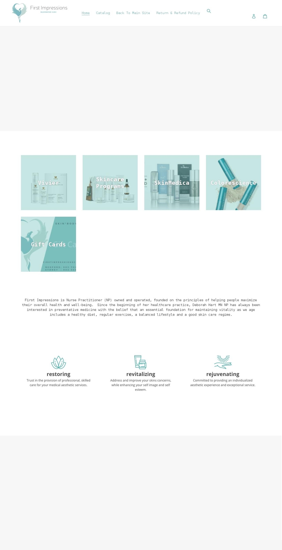 first-impressions-rejuvenation-clinic.myshopify.com shopify website screenshot