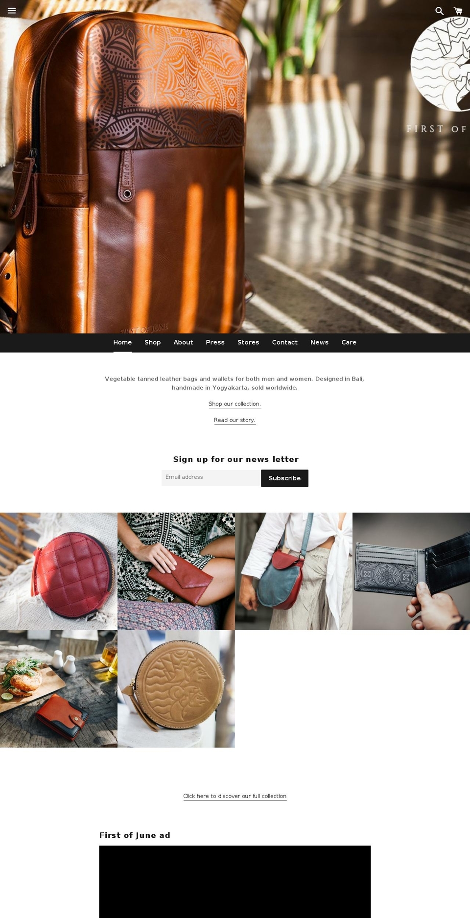first-of-june.com — Shopify storefront screenshot