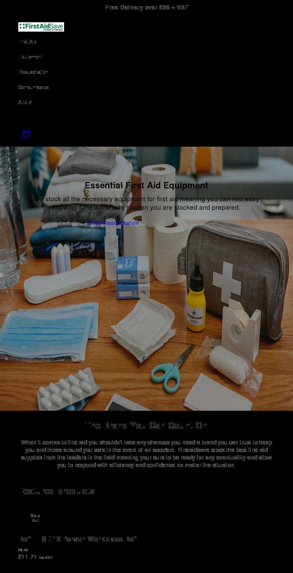 firstaidsave.co.uk shopify website screenshot