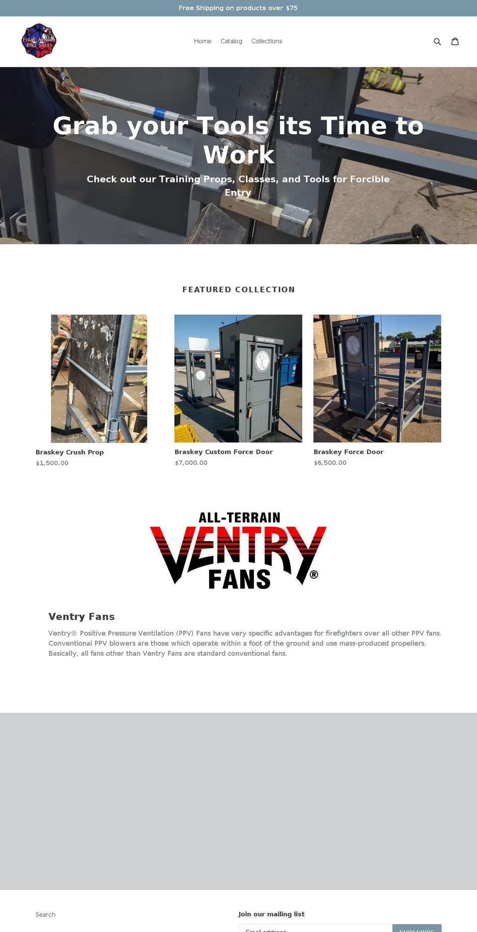 firstalarmfiresales.com — Shopify storefront screenshot