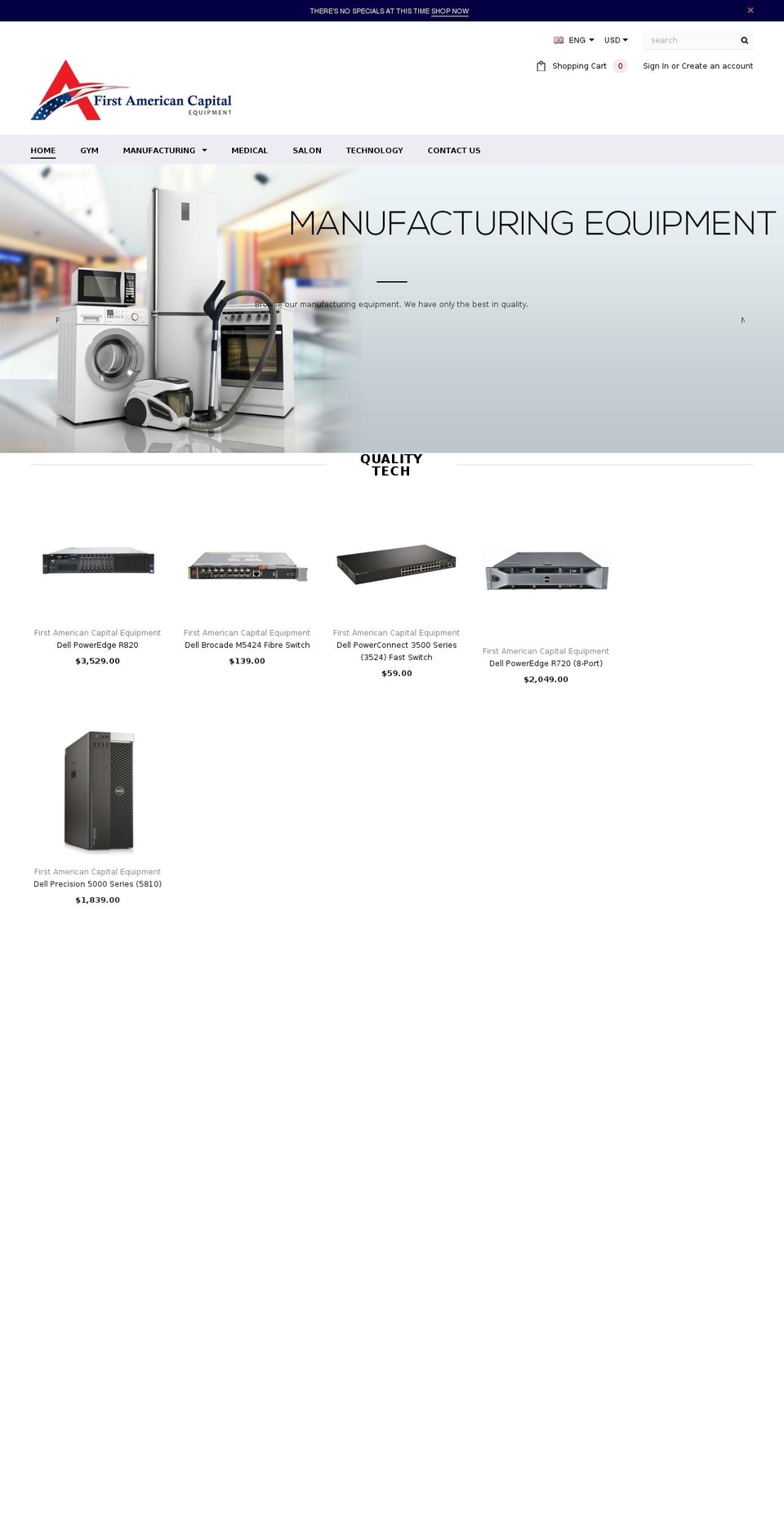 firstamericancapitalequipment.com — Shopify storefront screenshot