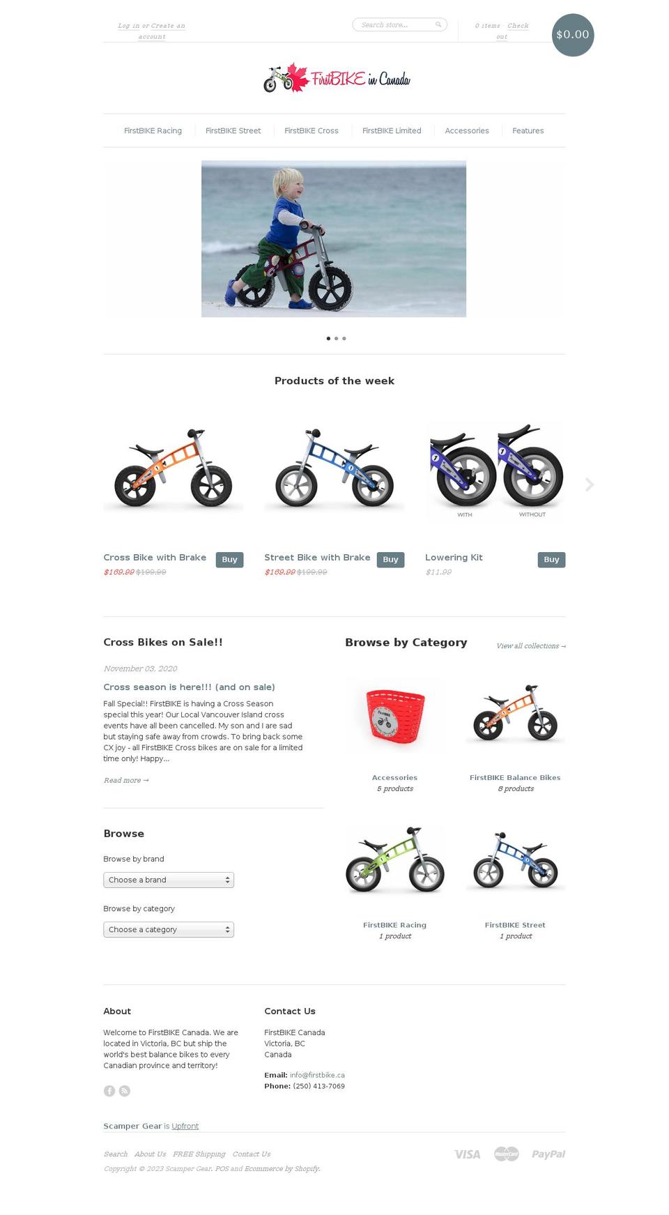 firstbike.ca shopify website screenshot