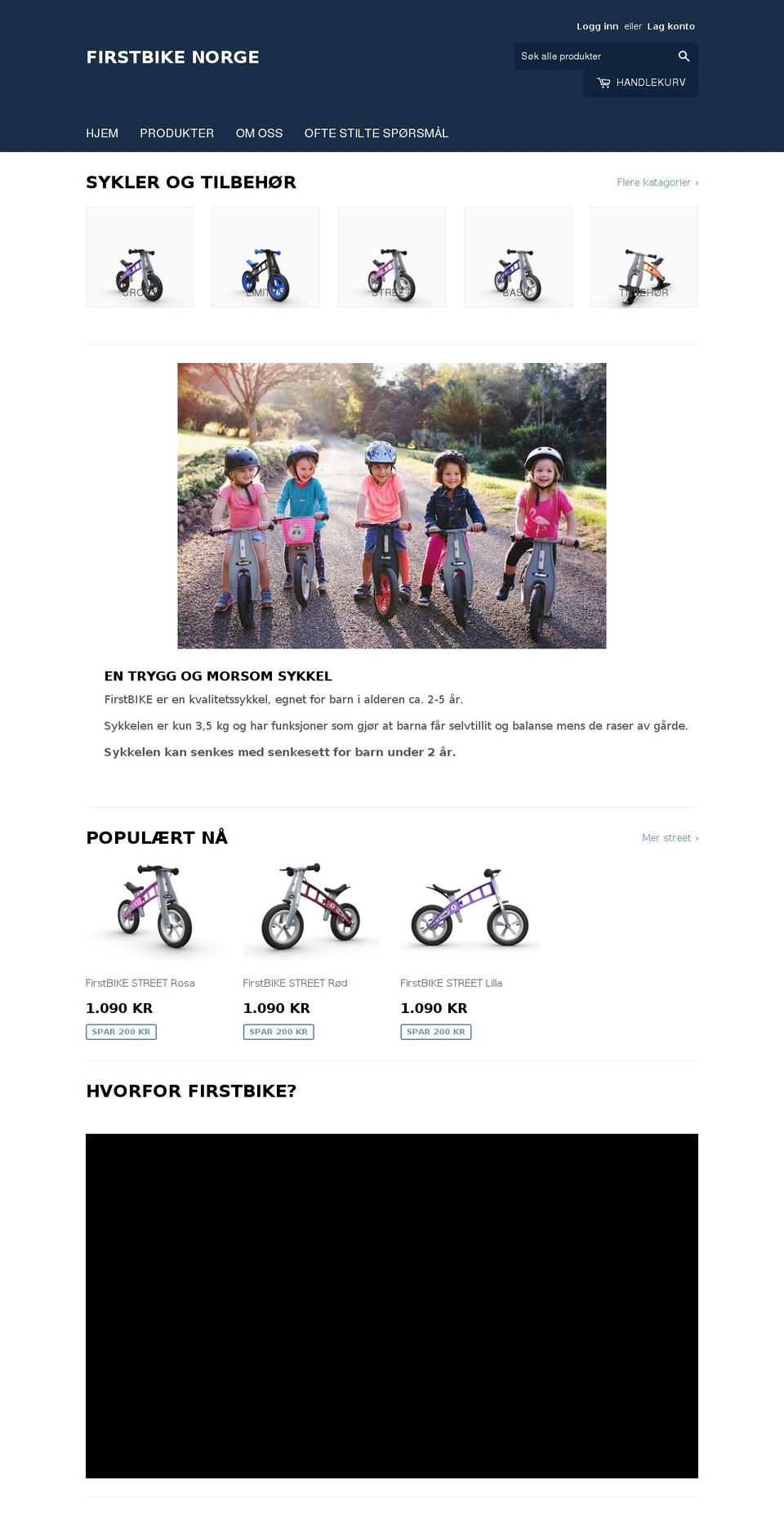 firstbike.no shopify website screenshot