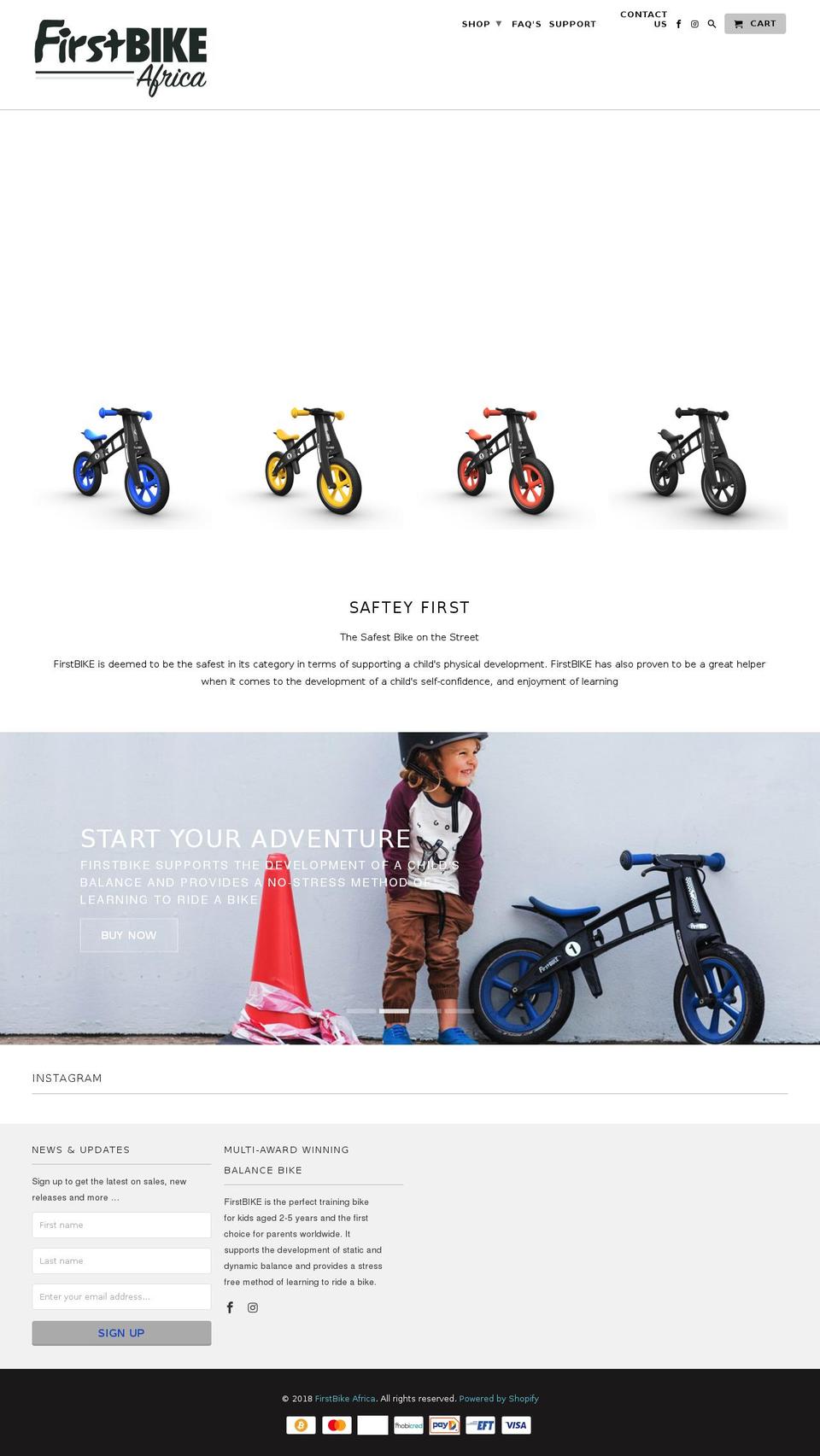 firstbikeafrica.co.za shopify website screenshot