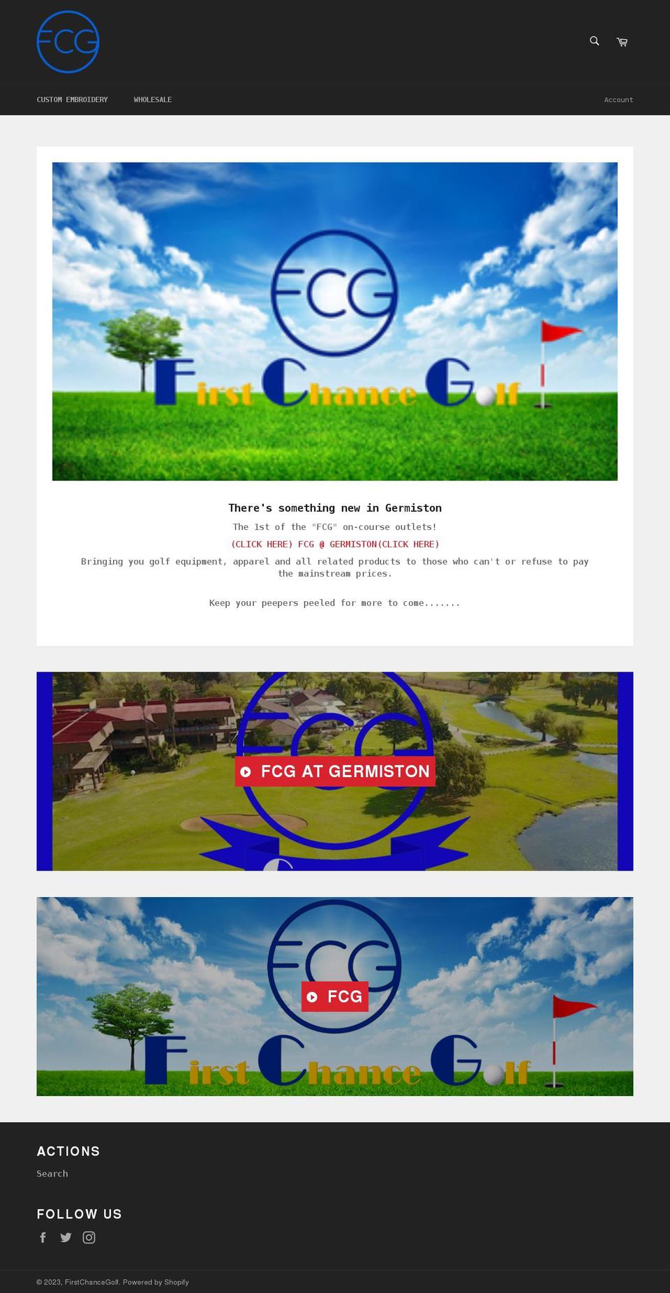 firstchancegolf.com shopify website screenshot