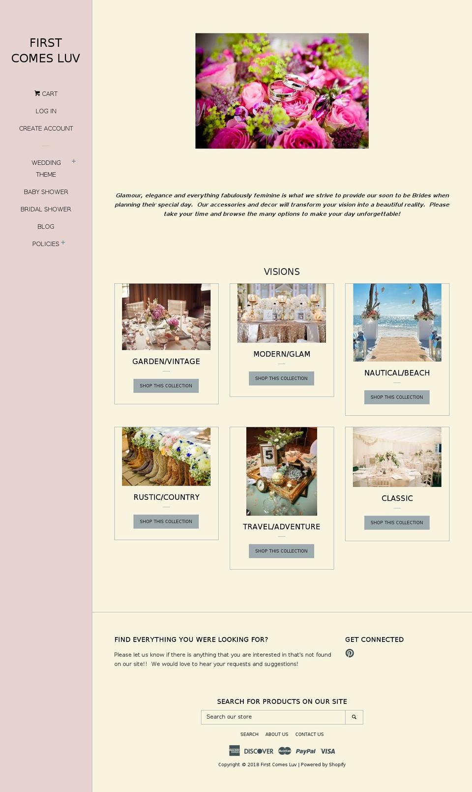 firstcomesluv.com — Shopify storefront screenshot