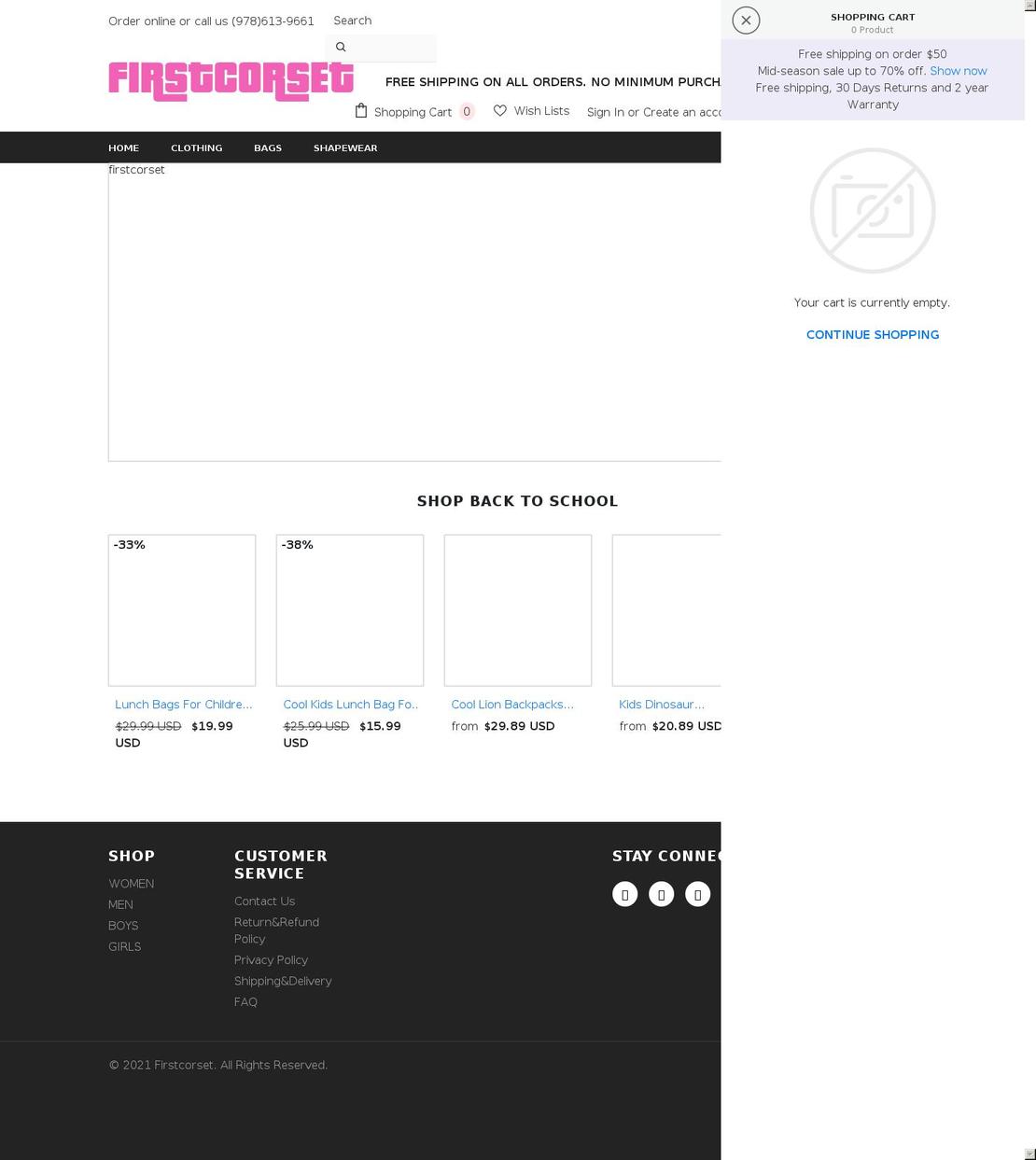 firstcorset.com shopify website screenshot