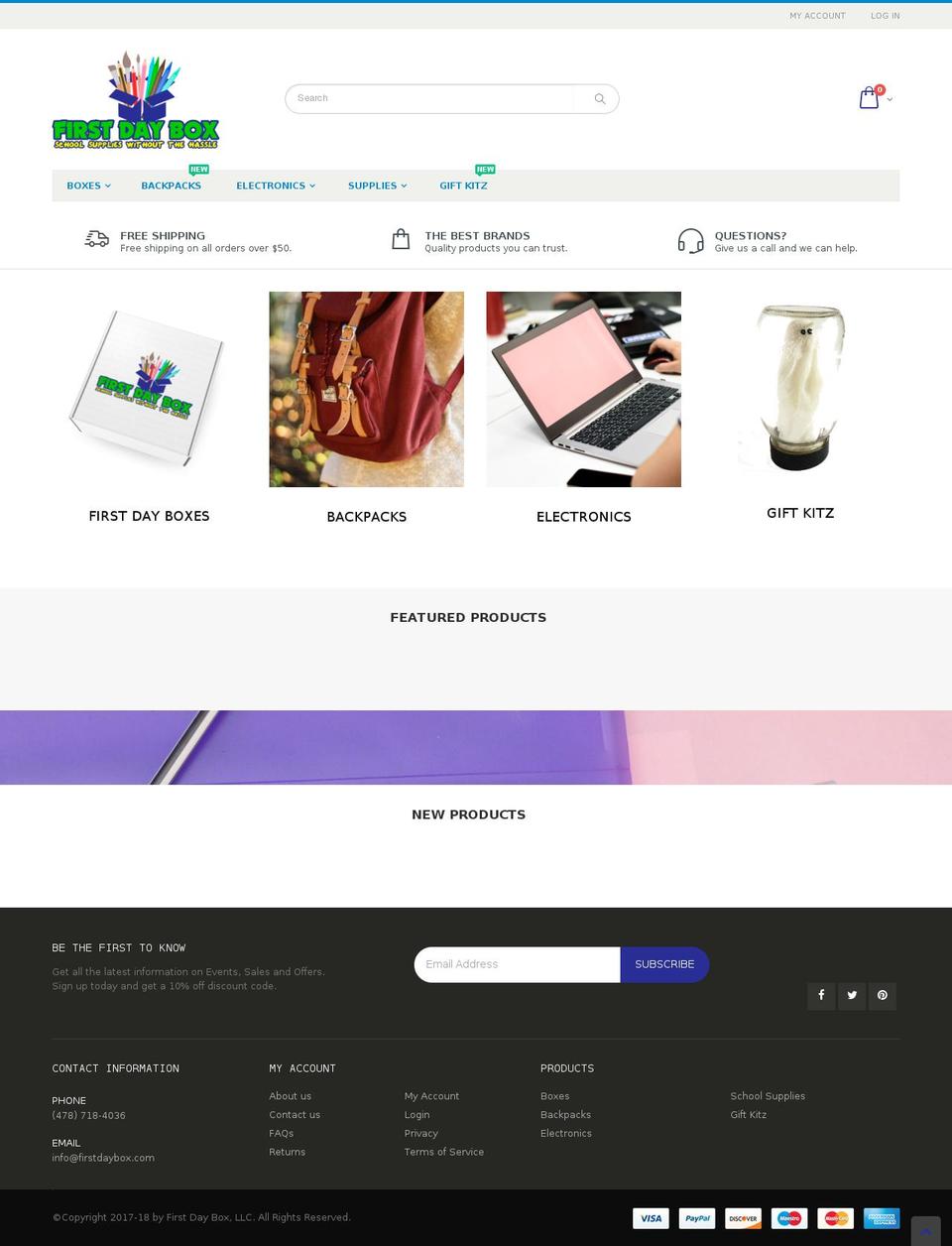firstdaybox.com — Shopify storefront screenshot