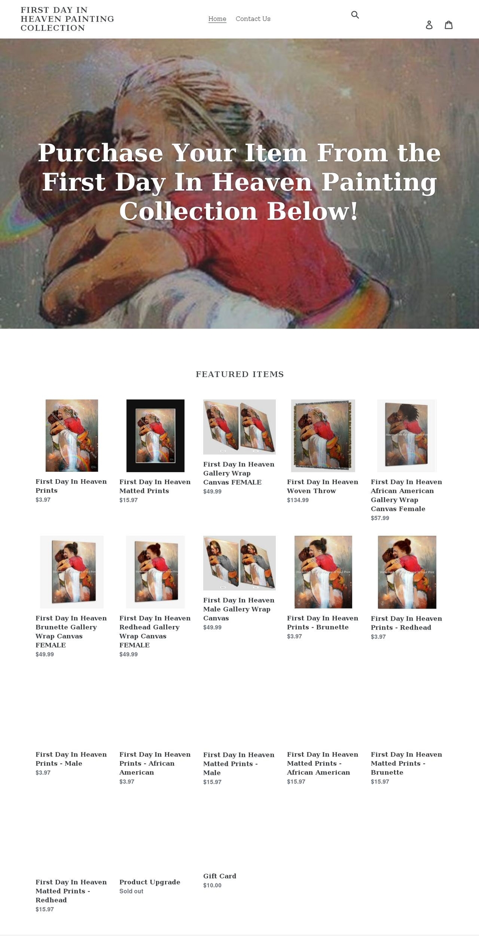firstdayinheavenpainting.com shopify website screenshot