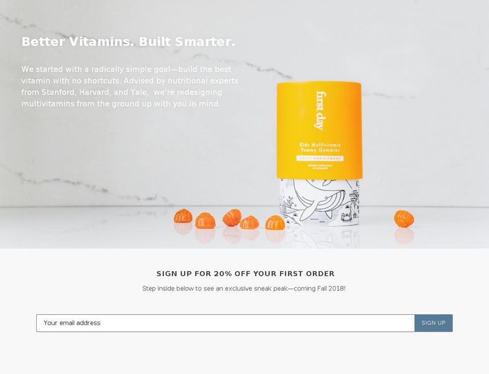 firstdaylife.com — Shopify storefront screenshot