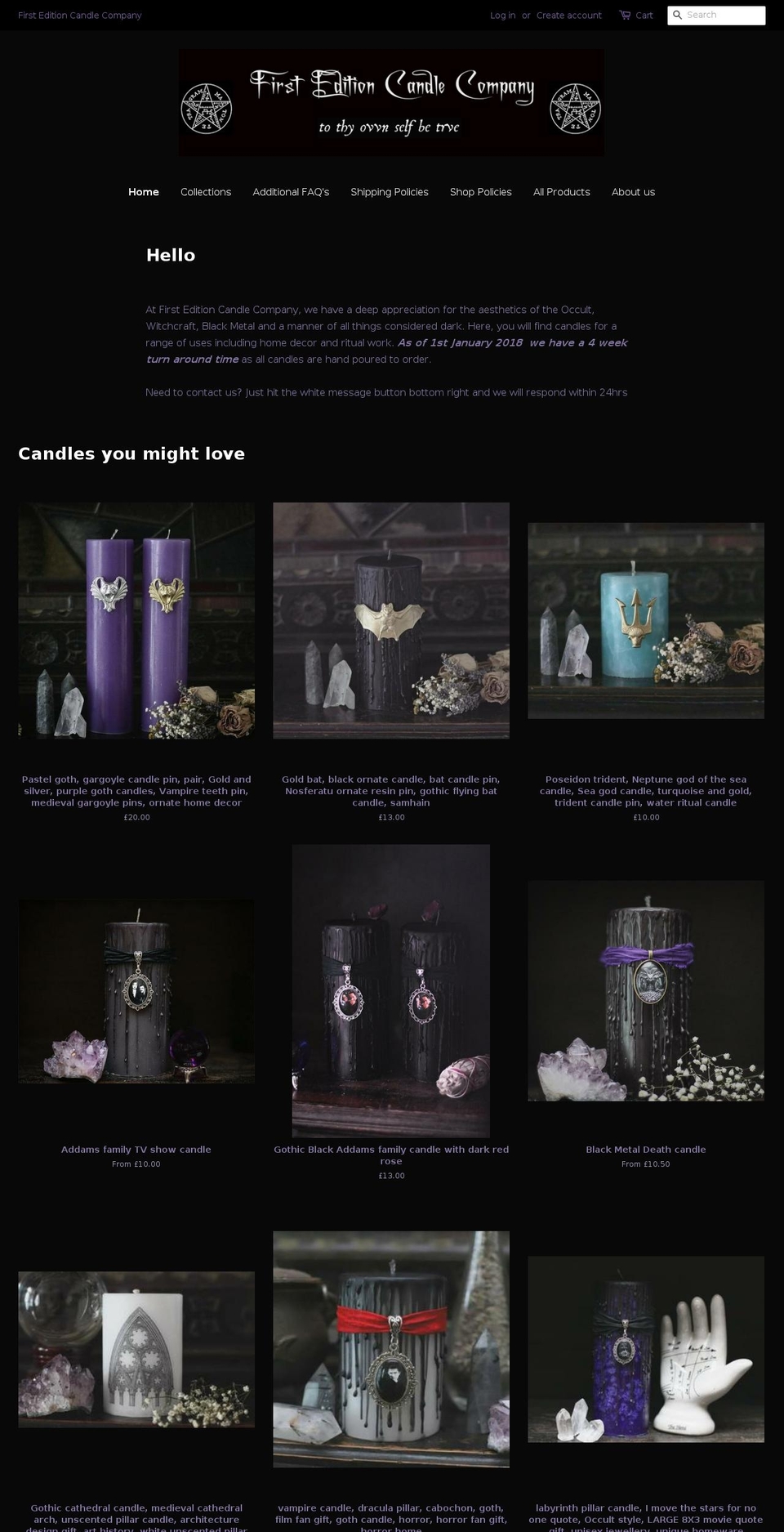 firsteditioncandleco.com — Shopify storefront screenshot