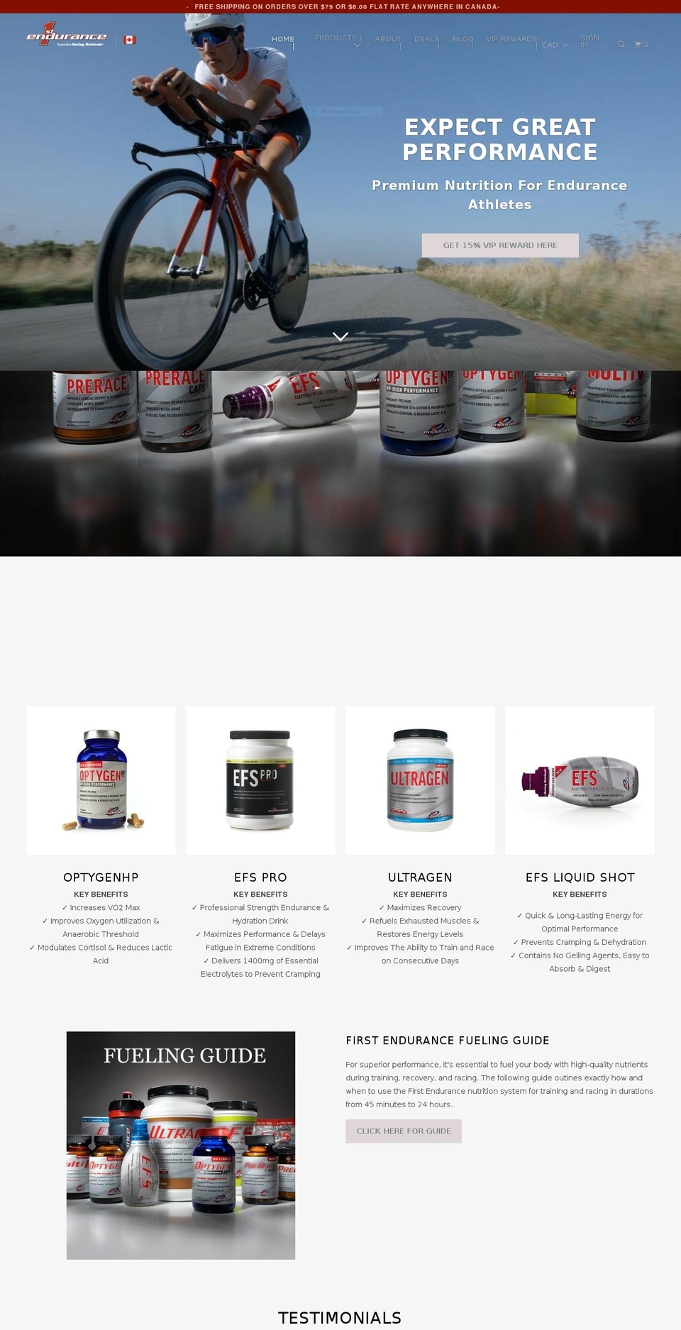 firstendurance.ca shopify website screenshot