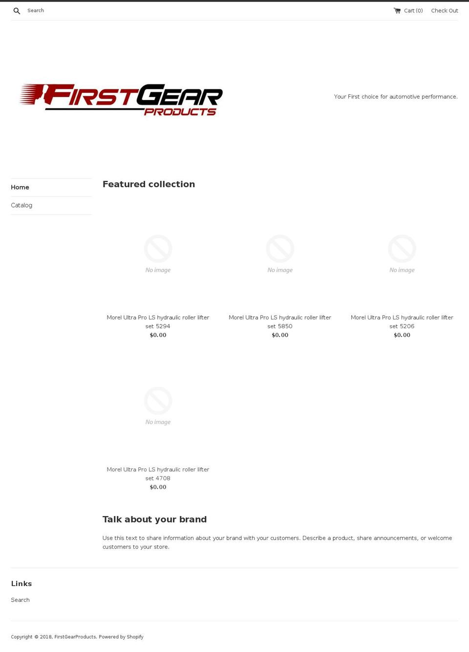 firstgearproducts.com — Shopify storefront screenshot