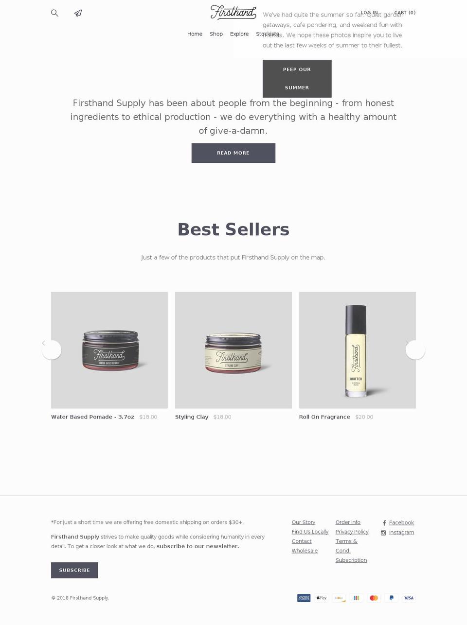 firsthandsupply.com shopify website screenshot