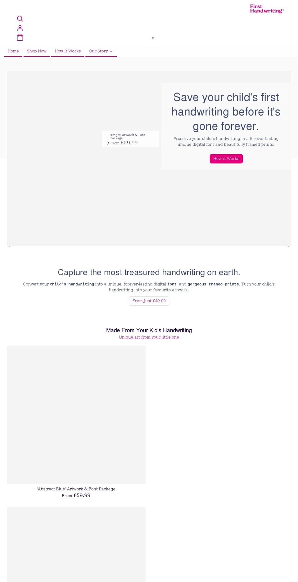 firsthandwriting.com shopify website screenshot
