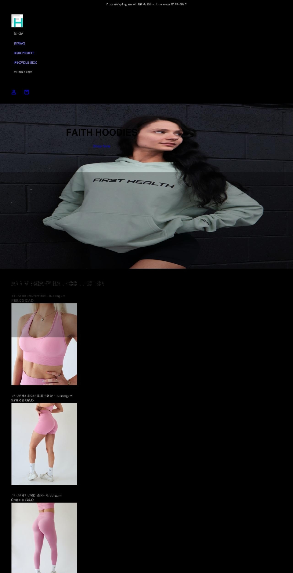 firsthealthapparel.com shopify website screenshot