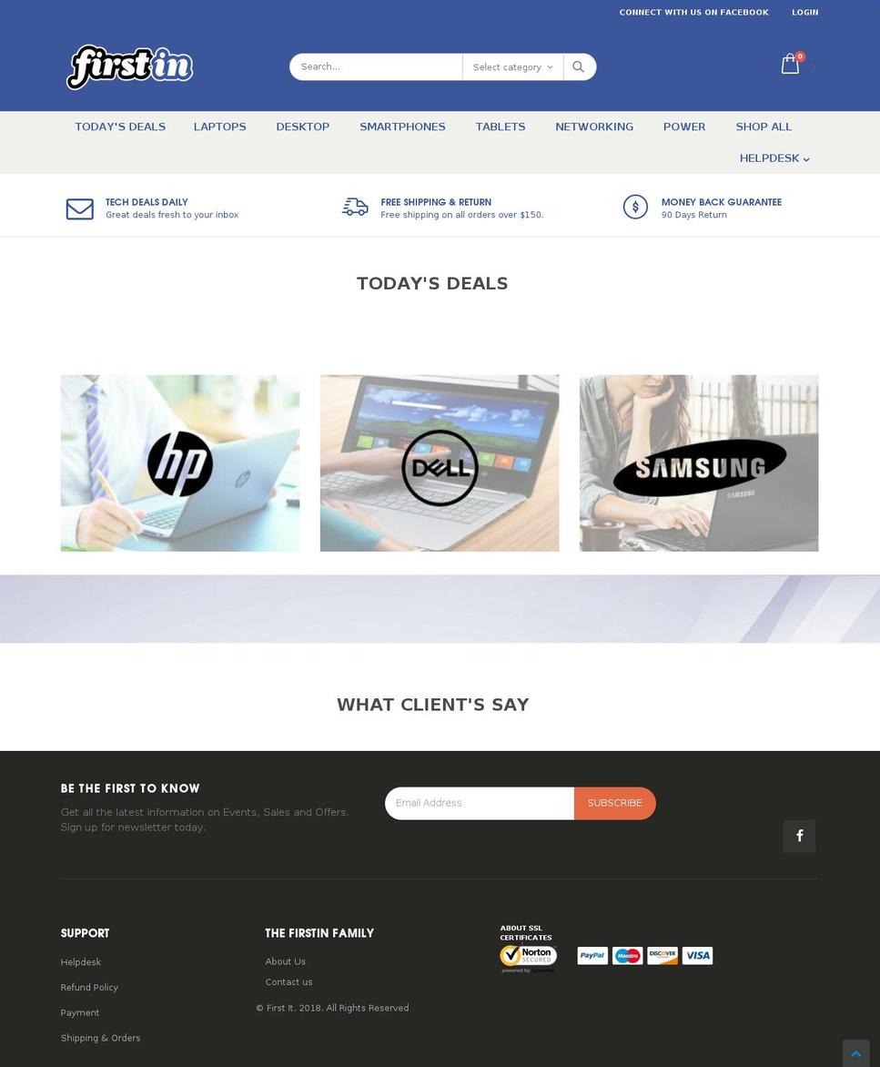 firstin.co.nz shopify website screenshot