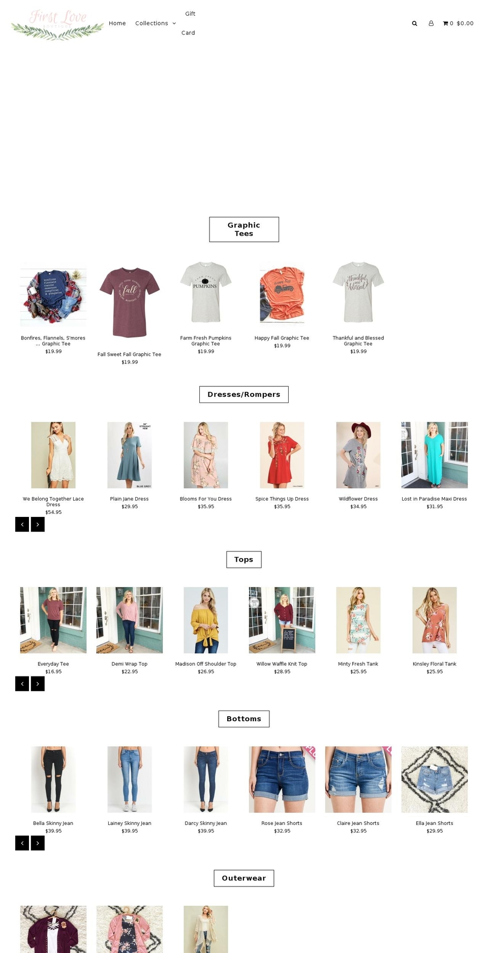 firstloveboutique.com — Shopify storefront screenshot