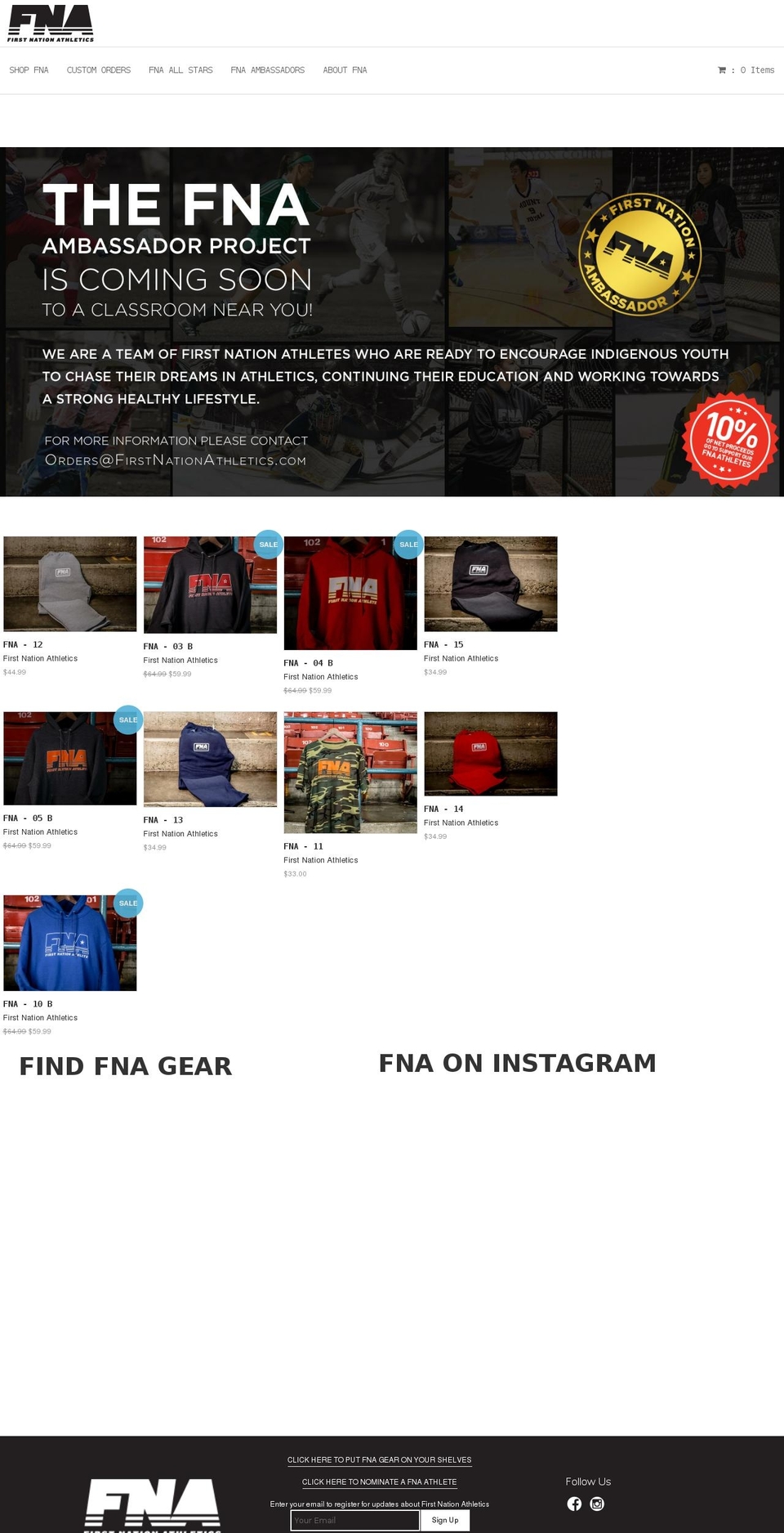 firstnationathletics.com shopify website screenshot