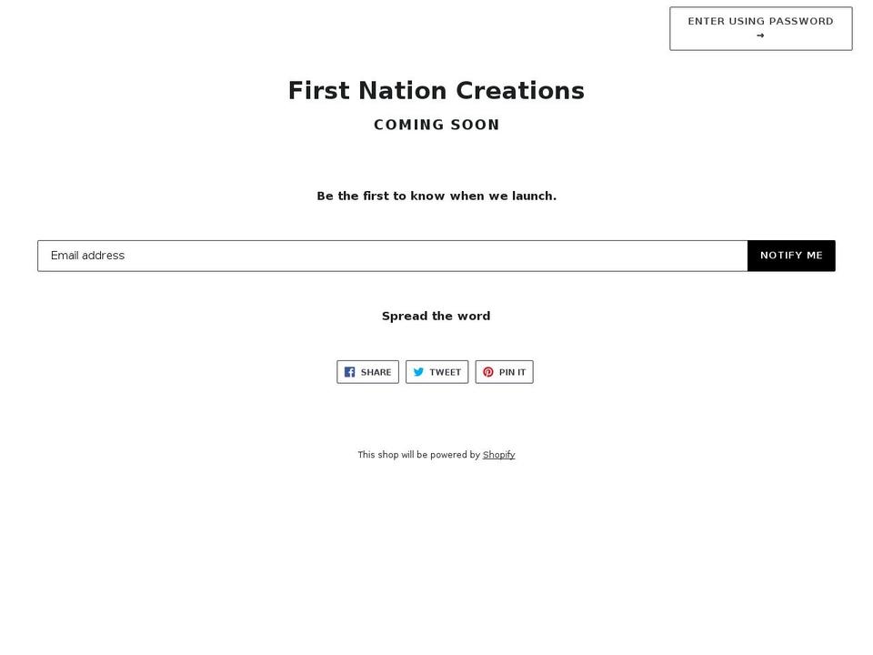 firstnationcreations.com shopify website screenshot