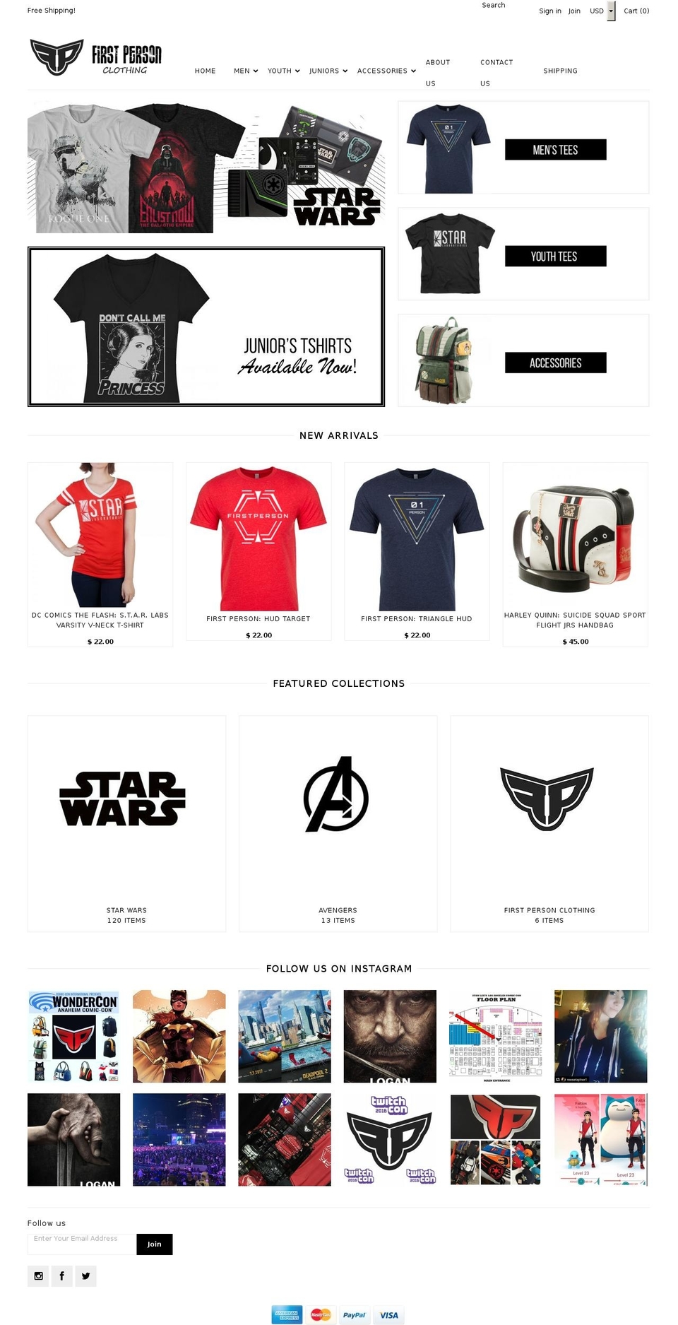 Mr Parker Shopify theme site example firstpersonclothing.com