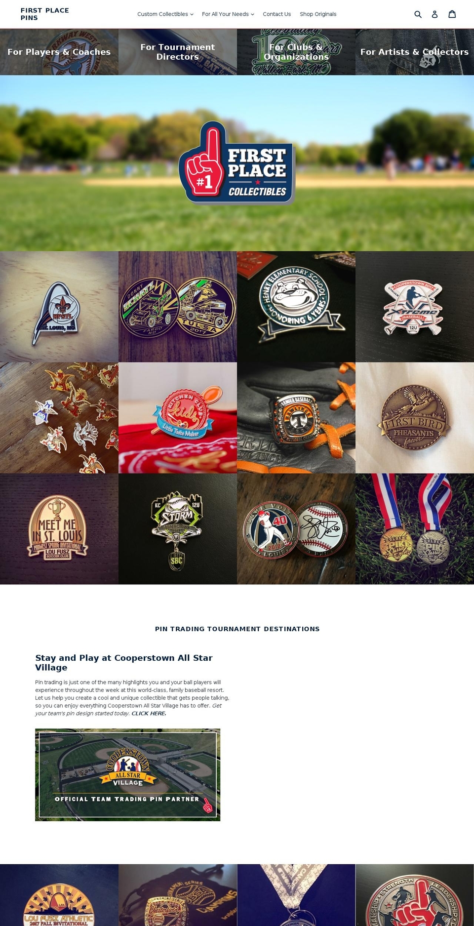 firstplacepins.com shopify website screenshot