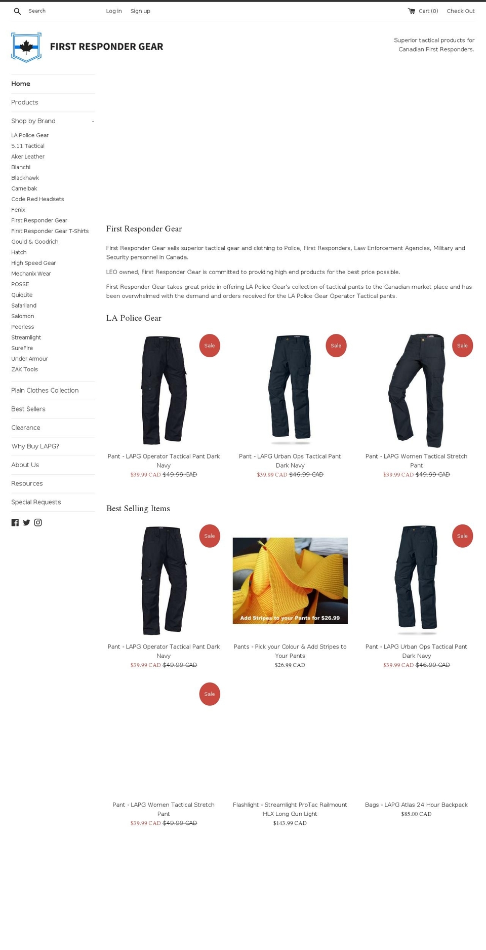 Simple In Stock \u0026 Special Order Items Shopify theme site example firstrespondergear.ca